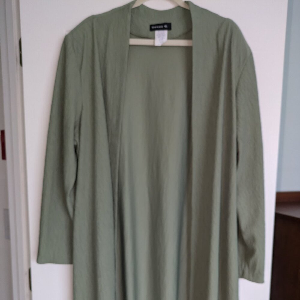 Susan Graver crinkle long cardigan w sideslits